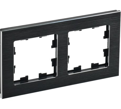 2-местная рамка IEK Brite ру-2-1-брч металл, черный BR-M22-M-K02