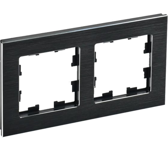 2-местная рамка IEK Brite ру-2-1-брч металл, черный BR-M22-M-K02