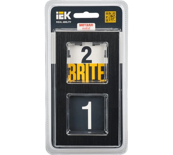 2-местная рамка IEK Brite ру-2-1-брч металл, черный BR-M22-M-K02