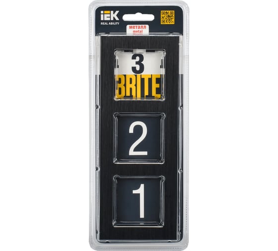 3-местная рамка IEK Brite ру-3-1-брч металл, черный BR-M32-M-K02