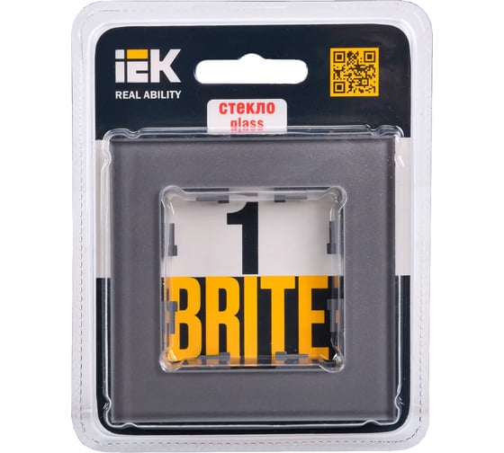 1-местная рамка IEK Brite ру-1-2-брсе стекло, серый BR-M12-G-K03