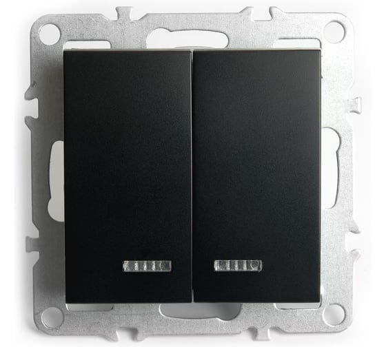 2-клавишный выключатель STEKKER с индикатором (механизм), серия Эрна, PSW10-9 49147