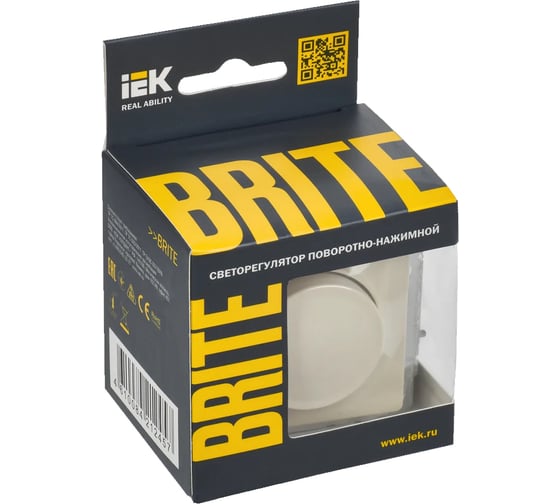 Поворотно-нажимной светорегулятор IEK Brite сс10-1-0-бркр 600вт, бежевый BR-D20-0600-K10