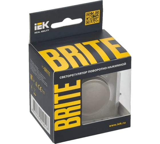 Поворотно-нажимной светорегулятор IEK Brite сс10-1-0-брш 600вт, шампань BR-D20-0600-K37