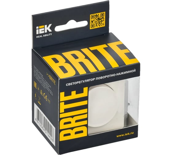 Поворотно-нажимной светорегулятор IEK Brite сс10-1-0-брб 600вт, белый BR-D20-0600-K01