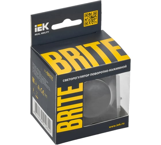 Поворотно-нажимной светорегулятор IEK Brite сс10-1-0-брг 600вт, графит BR-D20-0600-K53