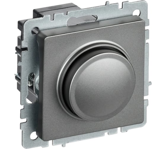Поворотно-нажимной светорегулятор IEK Brite сс10-1-0-брс 600вт, сталь BR-D20-0600-K46