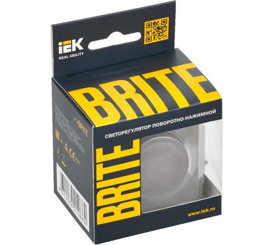 Поворотно-нажимной светорегулятор IEK Brite сс10-1-0-брс 600вт, сталь BR-D20-0600-K46