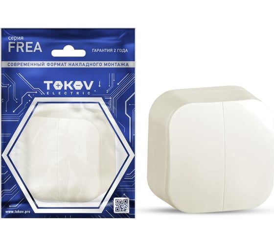 Выключатель TOKOV ELECTRIC 2-кл. оп frea 10а ip20 250в абс-пластик беж. TKE-FR-V2-C02 1