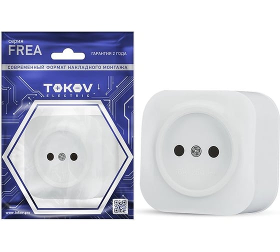 Розетка 1-м TOKOV ELECTRIC оп frea 16а ip20 250в без заземл. абс-пластик бел. TKE-FR-R1-C01 1