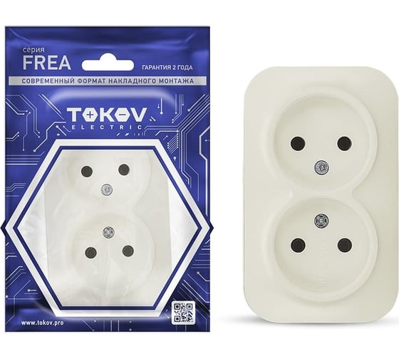 Розетка 2-м TOKOV ELECTRIC оп frea 16а ip20 250в без заземл. абс-пластик беж. TKE-FR-R2-C02 1