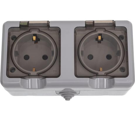 Розетка 2-м TOKOV ELECTRIC оп dita 16а ip54 250в с заземл. с прозр. крышкой сер. TKL-DT-R2Z-C06T-IP54