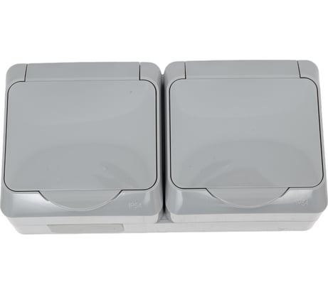 Розетка 2-м TOKOV ELECTRIC оп nix 16а ip54 250в с заземл. с крышкой сер. TKE-NX-R2Z-C06-IP54