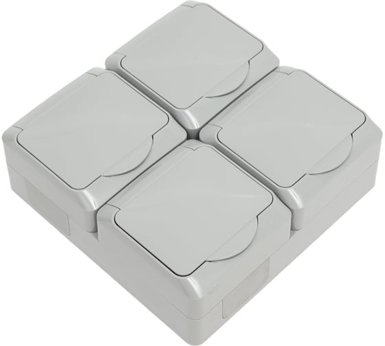 Розетка 4-м TOKOV ELECTRIC оп nix 16а ip54 250в с заземл. с крышкой сер. TKE-NX-R4Z-C06-IP54
