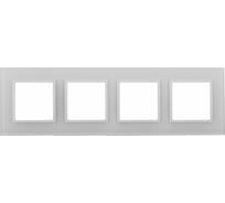 Рамка для розеток и выключателей ЭРА Elegance 14510401 на 4 поста, стекло, Elegance, белый/белый Б0059172