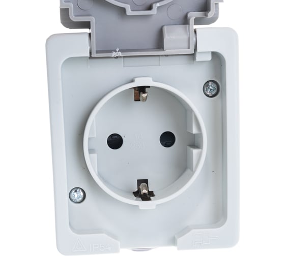 Розетка UNIVersal Аллегро с/з, з/ш, с крышкой IP54, серая 1282
