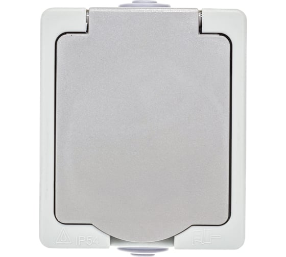 Розетка UNIVersal Аллегро с/з, з/ш, с крышкой IP54, серая 1282
