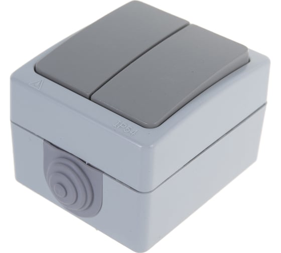 Выключатель, 2 клавиши UNIVersal Аллегро IP54, серый 1280