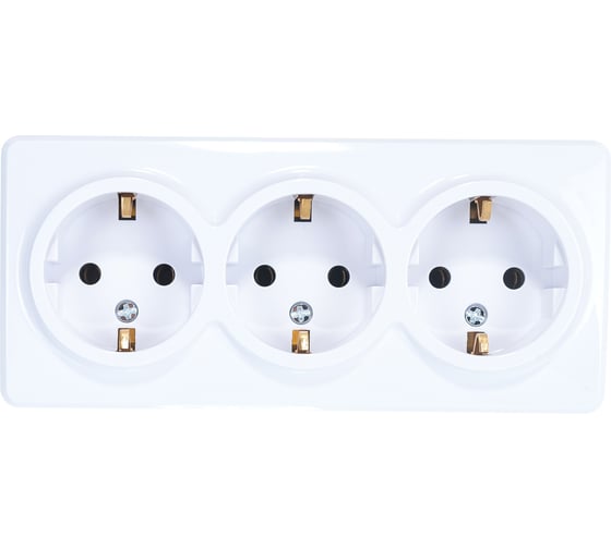 Розетка ЭРА Эксперт 11-2208-01 3х2P+E Schuko, 16АХ-250В, ОУ, белый Б0020700