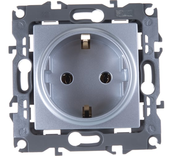 Розетка ЭРА 12-2101-03 2P+E Schuko, 16АХ-250В, алюминий Б0014677