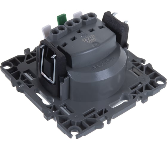 Розетка ЭРА 12-2101-03 2P+E Schuko, 16АХ-250В, алюминий Б0014677