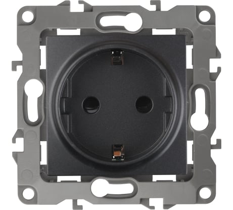 Розетка ЭРА 12-2101-05 2P+E Schuko, 16АХ-250В, антрацит Б0014679