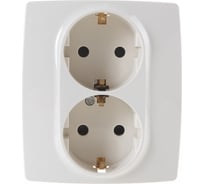 Розетка ЭРА 12-2104-02 2X2P+E Schuko со шторками, 16АХ-250В, слоновая кость Б0014700