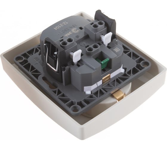 Розетка ЭРА 12-2104-02 2X2P+E Schuko со шторками, 16АХ-250В, слоновая кость Б0014700