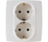 Розетка ЭРА 12-2104-02 2X2P+E Schuko со шторками, 16АХ-250В, слоновая кость Б0014700 1