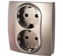 Розетка ЭРА 12-2104-032X2P+E Schuko со шторками, 16АХ-250В, алюминий Б0014701