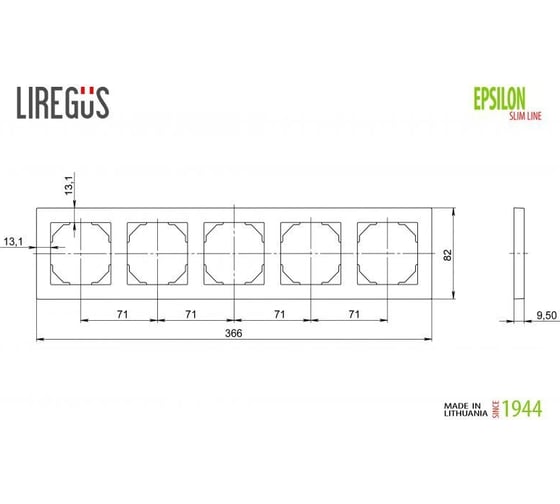 Рамка LIREGUS пятиместная белая slim (универсальный монтаж) epsilon 28-0425