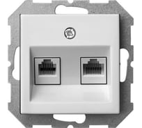 Телефонная и компьютерная розетка LIREGUS (rj11+rj45) белая epsilon 28-034