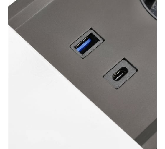 Врезной прямоугольный удлинитель GTV prestino, 2xschuko, 1xusb-a/5v, 1xtype-c/5v, hdmi, lan, вилка провод 1,5м, серебро AE-PB2SPRES-53