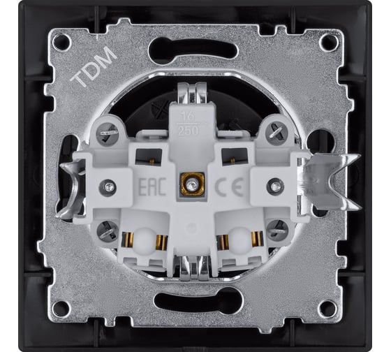 Розетка TDM Лама 2П+З 16А 250В с защитными шторками, графит SQ1815-0611