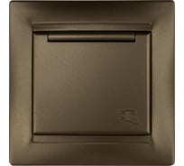 Розетка с защитной шторкой и крышкой с заземлением 16А 250В IP44 бронза серия "Лама" TDM ELECTRIC SQ1815-0714
