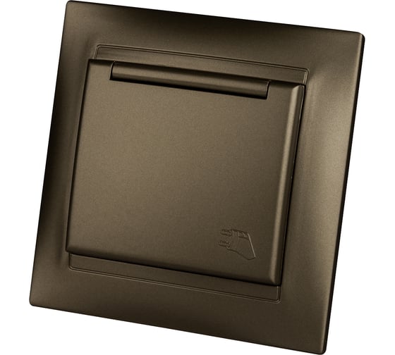Розетка TDM ELECTRIC Лама 2П+З 16А 250В IP44 с защитными шторками, с крышкой бронза SQ1815-0714