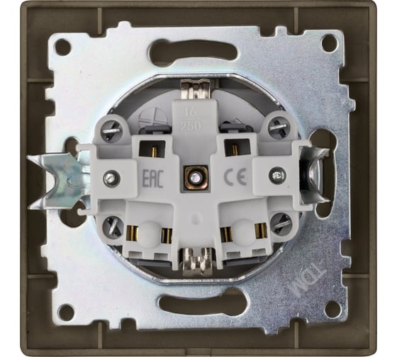 Розетка TDM ELECTRIC Лама 2П+З 16А 250В IP44 с защитными шторками, с крышкой бронза SQ1815-0714