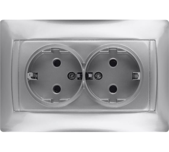Двойная розетка TDM ELECTRIC Лама 2П+З 16А 250В серебряный металлик SQ1815-0225