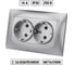 Двойная розетка TDM ELECTRIC Лама 2П+З 16А 250В серебряный металлик SQ1815-0225 2