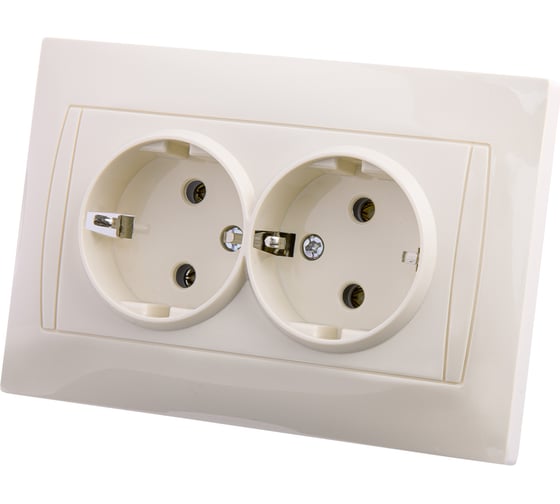 Двойная розетка TDM ELECTRIC Лама 2П+З 16А 250В слоновая кость SQ1815-0125