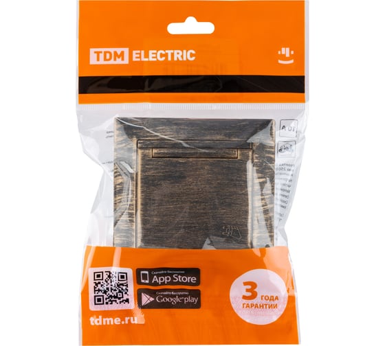 Розетка TDM ELECTRIC Лама 2П+З 16А 250В IP44 с крышкой, старинная бронза SQ1815-0767