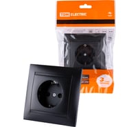 Розетка TDM ELECTRIC Лама 2П+З 16А 250В графит SQ1815-0623