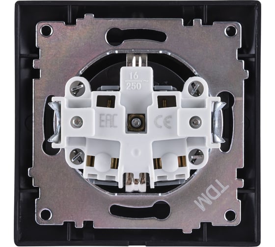 Розетка TDM ELECTRIC Лама 2П+З 16А 250В графит SQ1815-0623