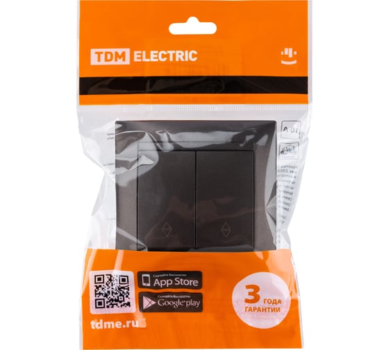 2-клавишный выключатель на 2 направления TDM ELECTRIC Лама 10А шоколад SQ1815-0507