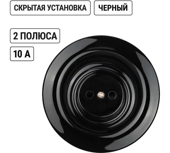 Розетка TDM ELECTRIC Болонь скрытой установки фарфоровая 2П 10А 250В черная SQ1820-0221