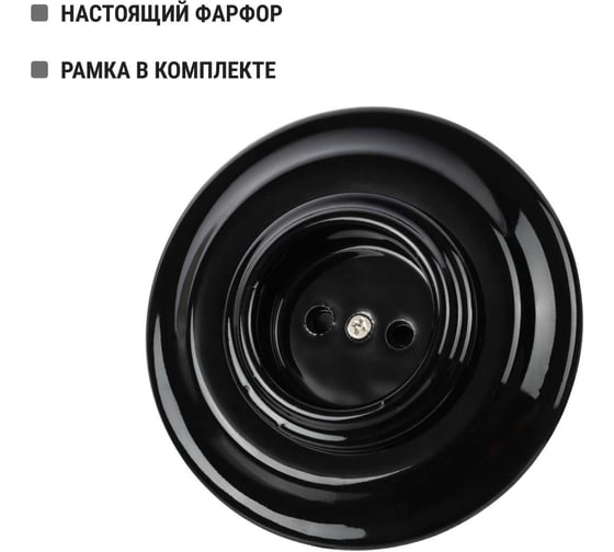 Розетка TDM ELECTRIC Болонь скрытой установки фарфоровая 2П 10А 250В черная SQ1820-0221