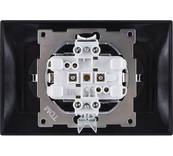 Двойная розетка TDM ELECTRIC Лама 2П+З 16А 250В с защитными шторками графит SQ1815-0613