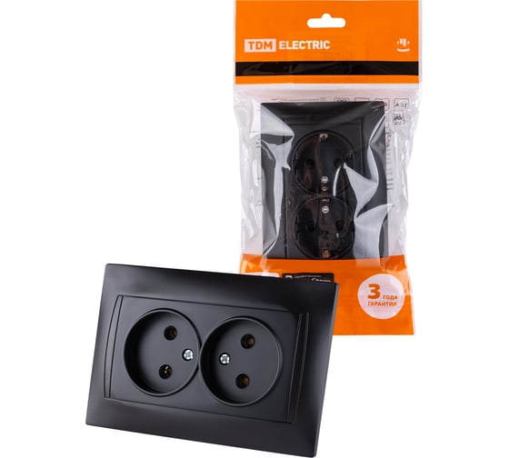 Двойная розетка TDM ELECTRIC Лама 2П 10А 250В графит SQ1815-0624