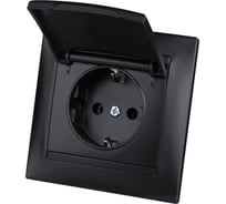 Розетка TDM ELECTRIC Лама 2П+З 16А 250В IP44 с крышкой графит SQ1815-0626