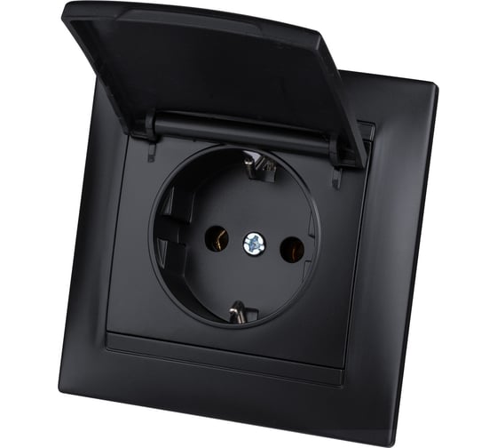 Розетка TDM ELECTRIC Лама 2П+З 16А 250В IP44 с крышкой графит SQ1815-0626 1